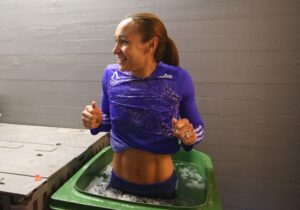 Heptathlete Jessica Ennis-Hill taking an ice bath